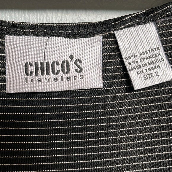 Chicos Black & White Stripe Travelers Tank.  Size 2 - Picture 3 of 5